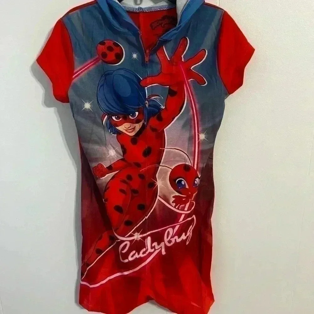 Miraculous Ladybug Zag Heroez Hooded Suit Red Blue Short Sleeve 4/5 Kids‎ PJs
